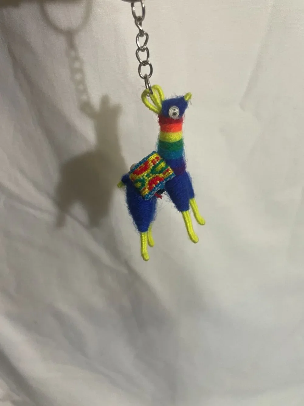 Handmade Woven Rainbow Llama Alpaca Keychain Mini Textile Souvenir Charm